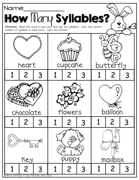 syllable worksheet for kindergarten